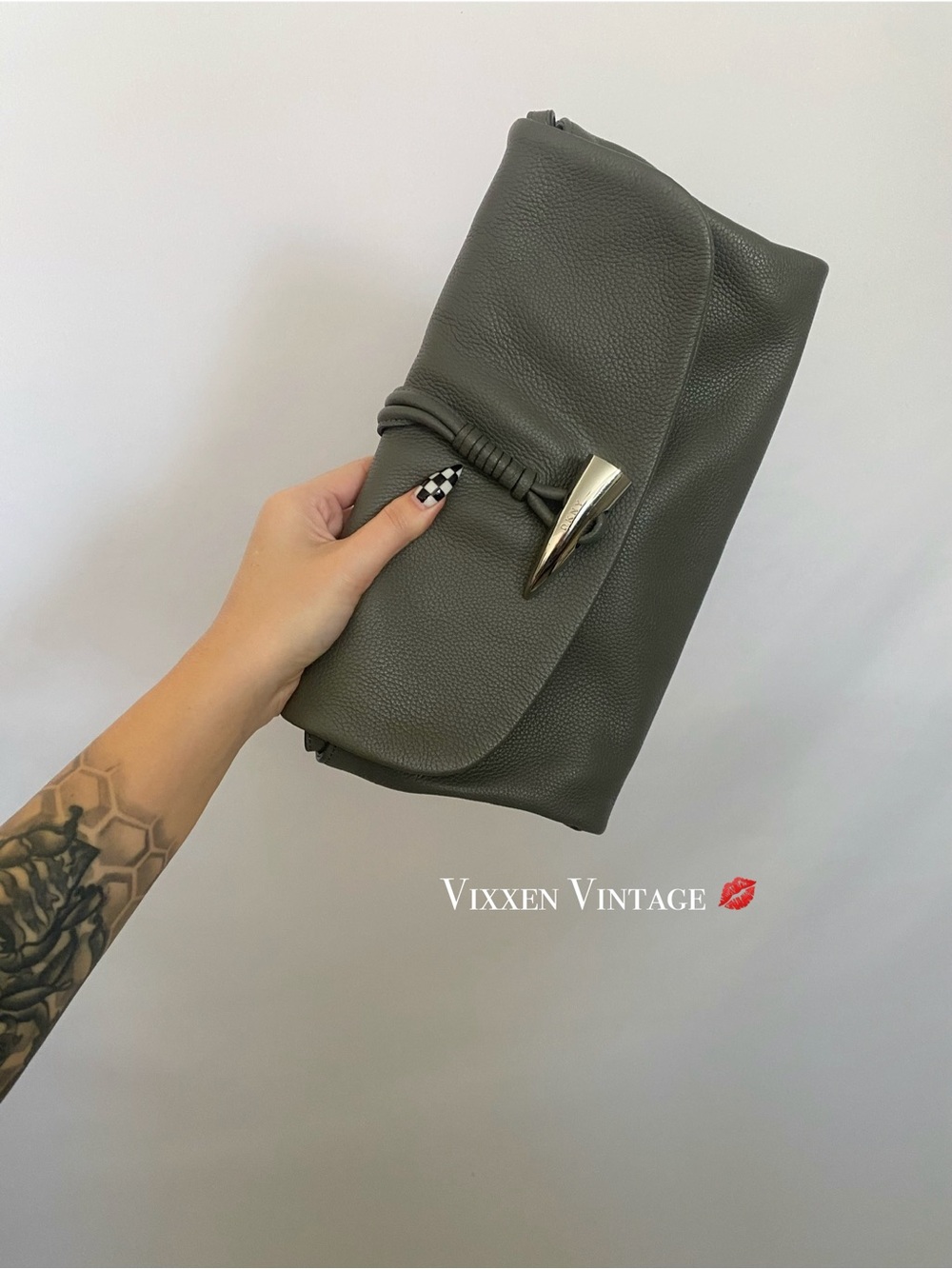 DKNY ‘CINDY EAST WEST LEATHER CLUTCH CROSSBODY’ IN GRAY